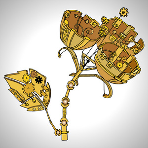 齿轮的机械花照片