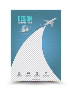 封面页布局模板与纸飞机。