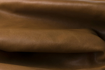 穿真正自然的深棕色皮革纹理背景,旧复古真皮照片