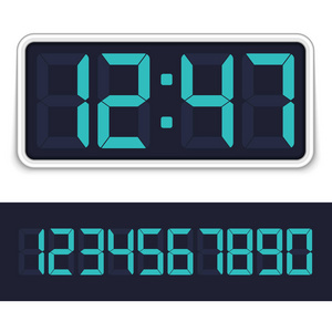 在白色背景下的时间限制向量插图电子表计时器 10 分钟数字字体,闹佑