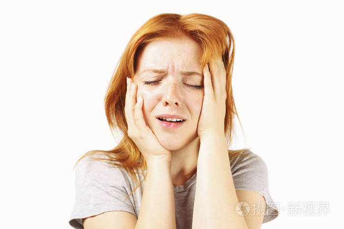 漂亮的女的感觉头疼的头.非语言行为, 肢体语言.