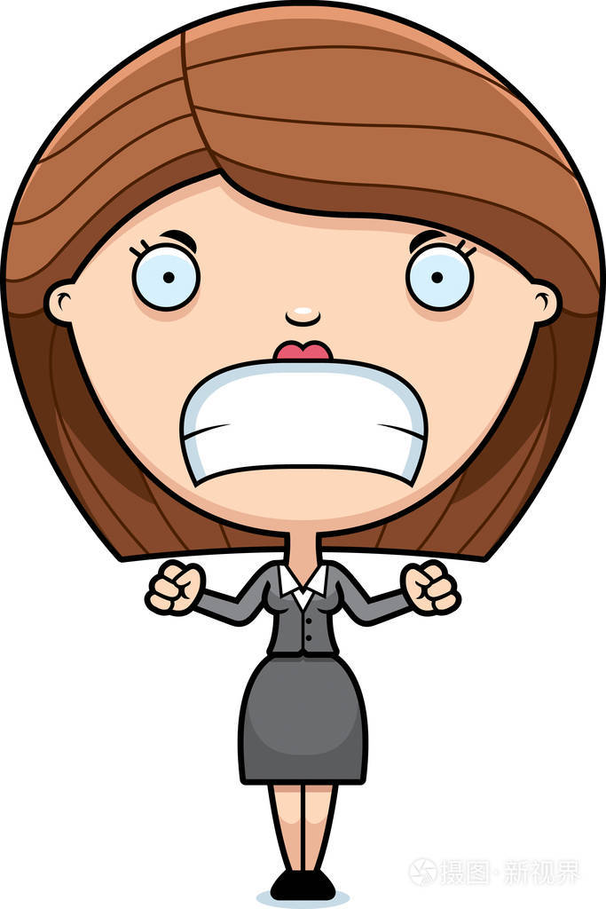 生气的卡通商界女强人
