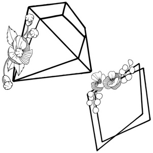 矢量金刚石岩石首饰矿物。独立的插图元素。几何石英多边形水晶石马赛克形状紫水晶宝石