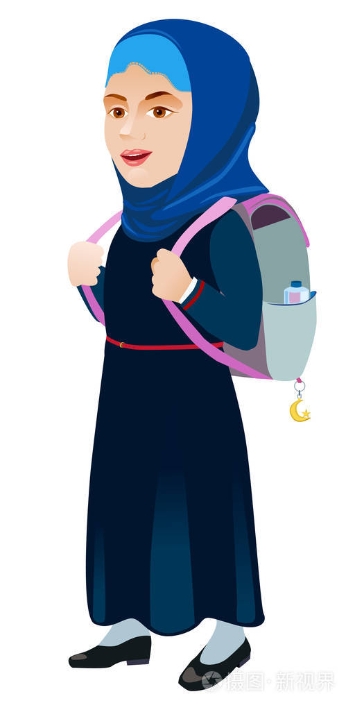 女生的白色背景上的背包插画-正版商用图片0ptg2b-摄图新视界