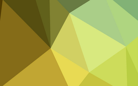 深绿色, 黄色矢量抽象多边形模板。明亮的彩色插图与三角形。品牌书背景的模式