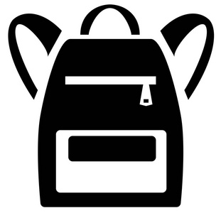 学校背包的矢量插图。儿童学生旅行者和旅游者的背包。平面设计学校背包的矢量插图在白色背景下隔离
