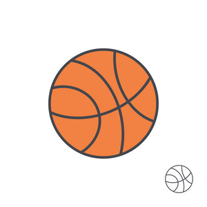篮球球。线条样式。在白色背景上被隔离
