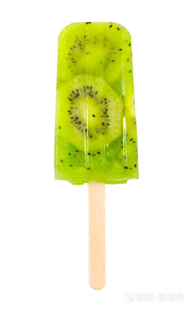 孤立在白色背景上的猕猴桃冰棒