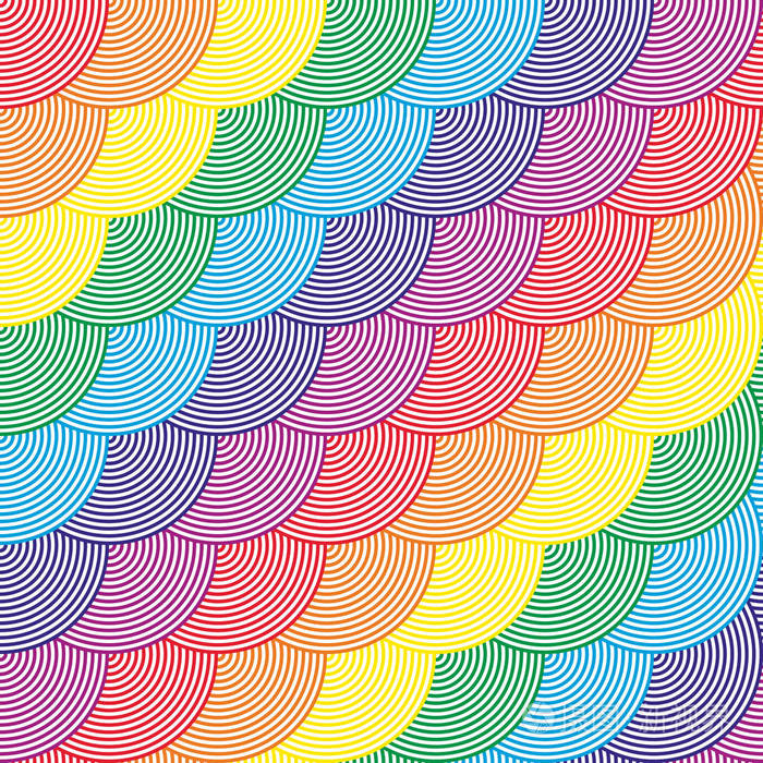 炫彩无缝花纹的圆圈矢量图抽象的彩虹色背景现代时尚抽象肌理印刷纺织