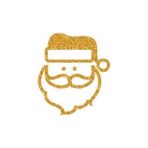 圣诞老人头像的金色闪光纹理图标.矢量插图照片