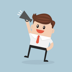 通知音素材商人通过扩音器说话照片