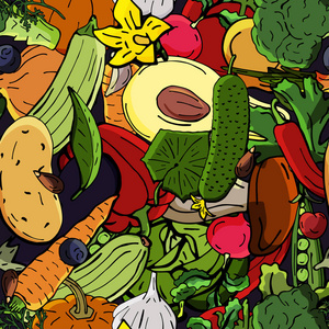 矢量无缝图案的蔬菜复古画。可用于网页背景, 填充图纸, 墙纸, 表面纹理