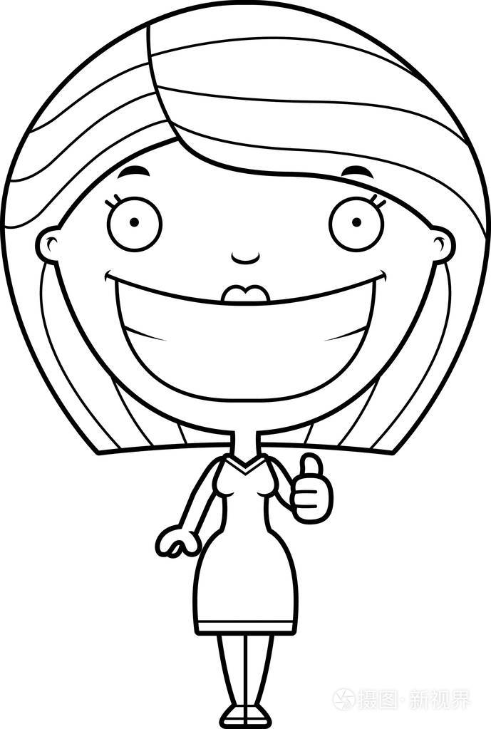 卡通女人竖起大拇指插画-正版商用图片0ptkl5-摄图新视界