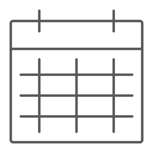 日历细线图标, 月和日, 日期符号, 矢量图形, 在白色背景上的线性模式, eps 10
