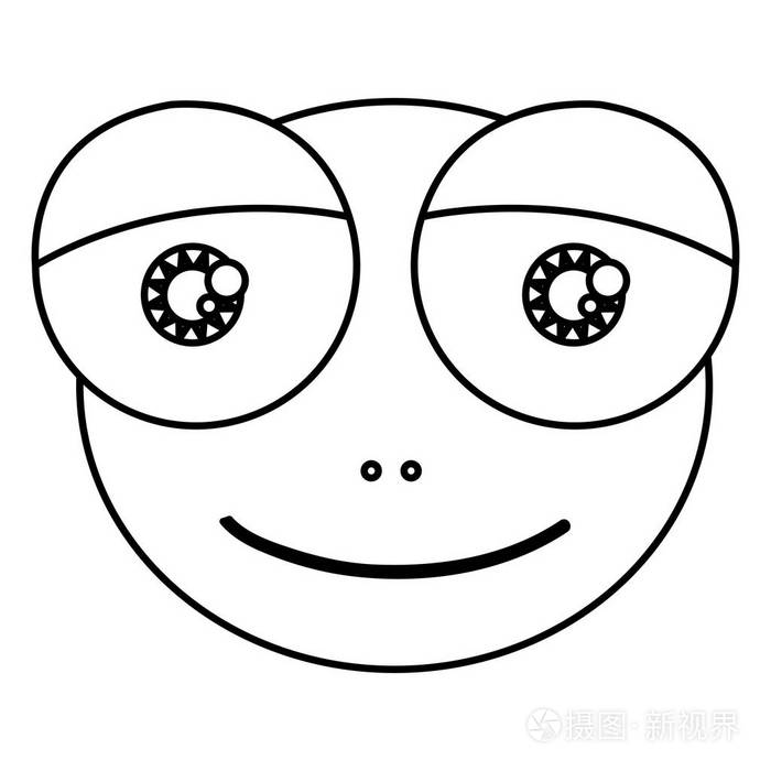剪影卡通可爱的脸蟾蜍的两栖动物,富有表情的眼睛插画-正版商用图片0