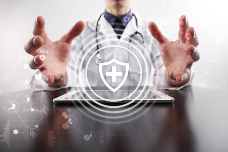 虚拟屏幕上的医学概念。医疗.在线医疗咨询和健康检查, 电子病历