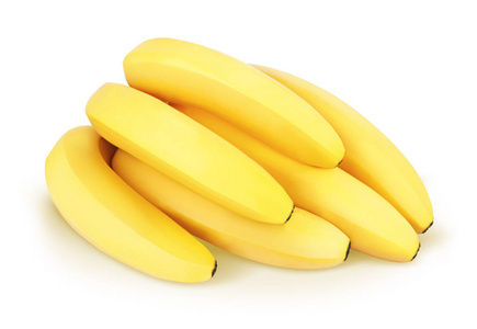 一束香蕉被隔离在白色