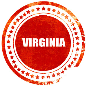 弗吉尼亚州 grunge 红色橡皮戳在纯白色的背景上