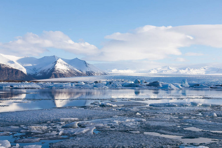 美丽的冰岛冬天季节自然山水天际线