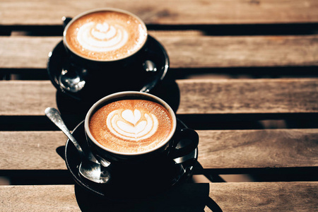 两杯卡布奇诺咖啡拿铁艺术插画