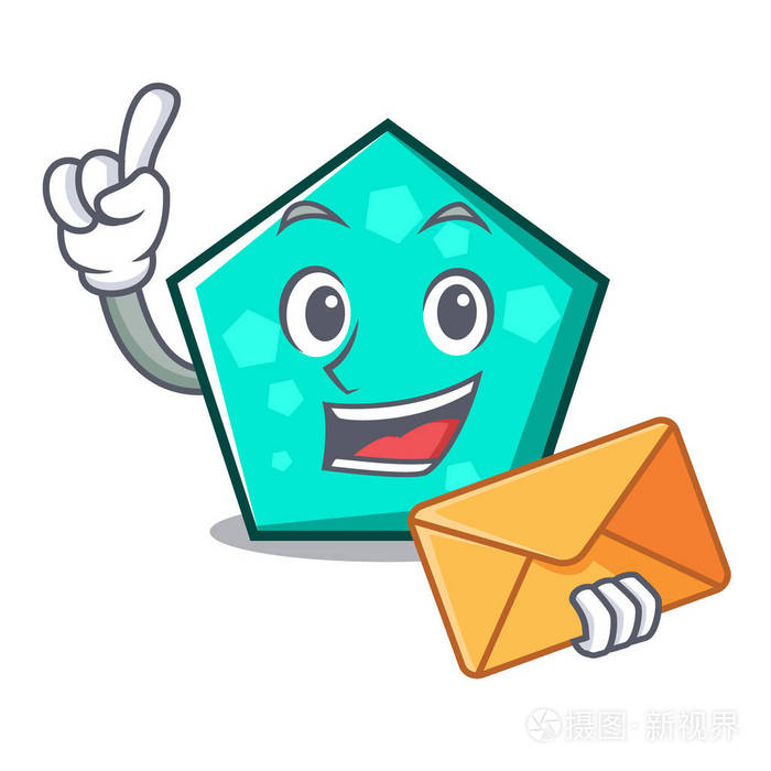 与信封五角大楼字符卡通风格矢量插画