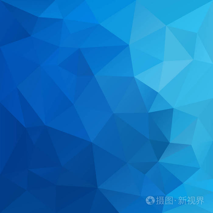 矢量抽象不规则多边形正方形背景三角形低聚模式天蓝色梯度