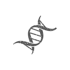 白色背景下的垃圾纹理中的 Dna 链图标