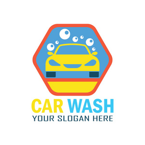 洗车的服务标志，你们的口号，矢量图的文本空间
