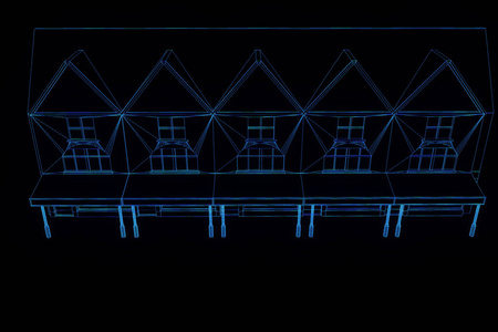 线框全息图风格的建筑。漂亮的 3d 渲染