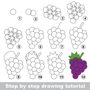 绘图的教程。成熟的葡萄