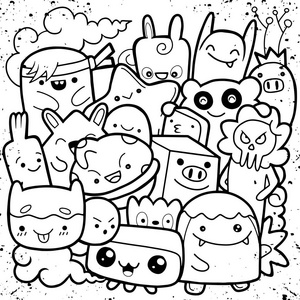 黑白可爱图案图片-黑白可爱图案素材-黑白可爱图案插画-摄图新视界