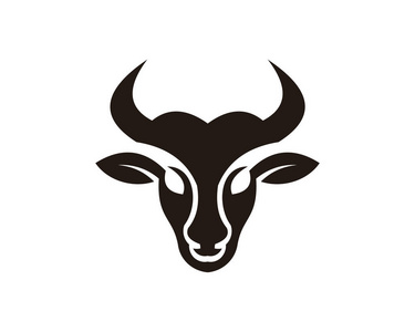 水牛城农场公牛角动物剪影农场图标.孤立的, 扁平的插图.矢量图形照片