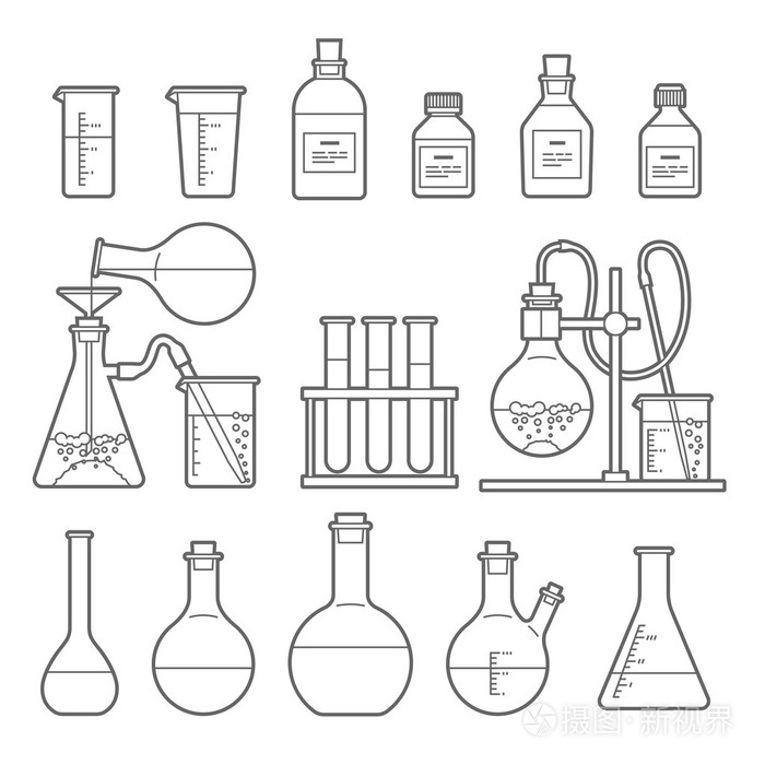 化学玻璃器皿图标插画-正版商用图片0puddf-摄图新视界
