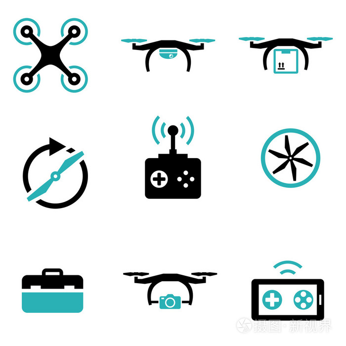 矢量黑色无人机图标设置