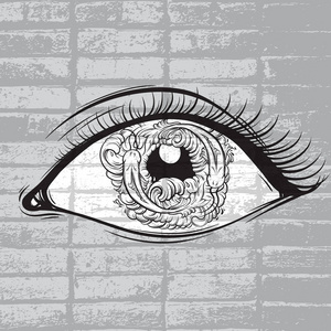 鱼和波眼睛与鱼和波向量创意插图照片