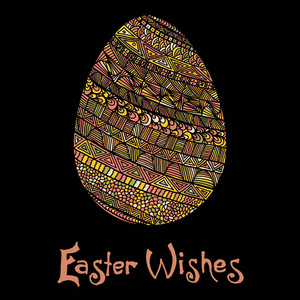 手工绘制的复活节彩蛋色彩丰富的插画卡