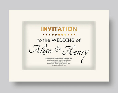 婚礼请柬模板。典雅的文本贺卡背景。矢量插图