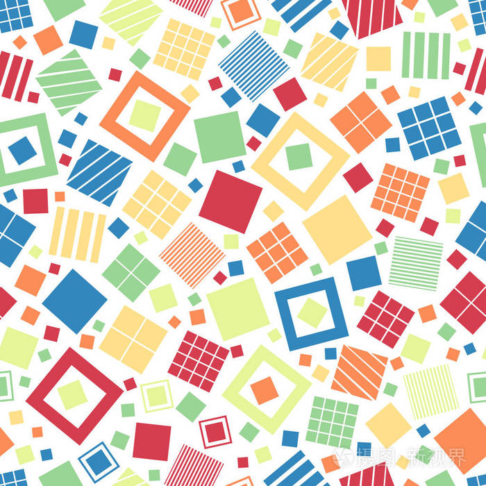 无缝的几何图案其中方块为组织和明信片