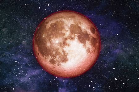 月亮从空间的黑色背景。极其详细的图像, 包括由 Nasa 提供的元素