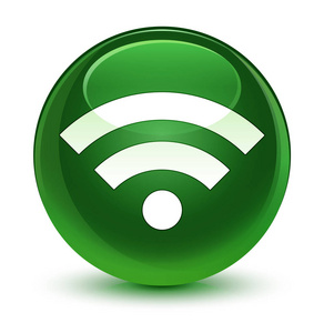 无线网络图标玻软绿色圆形按钮