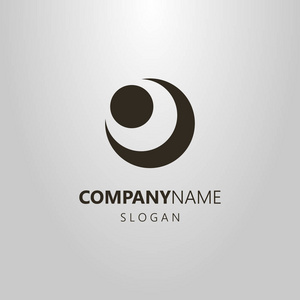 黑白简单矢量的月亮和太阳的抽象图的标志照片