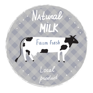 牛奶与牛和框架有机农场的模板标签