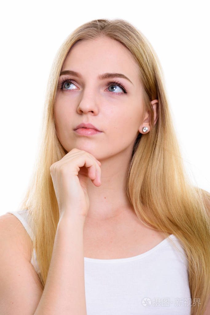 年轻漂亮的少女,思维的脸