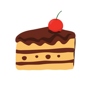 一块巧克力蛋糕奶油和樱桃