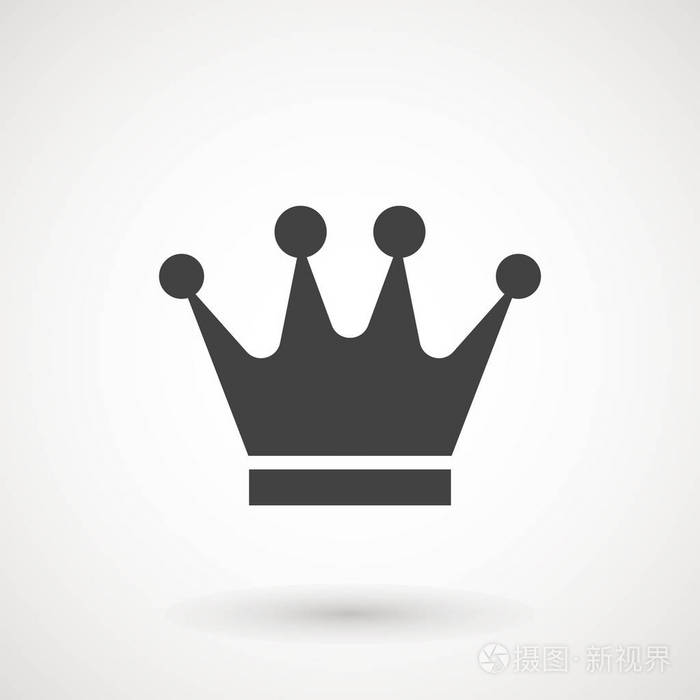 皇冠图标在时髦的平面风格孤立的灰色背景.