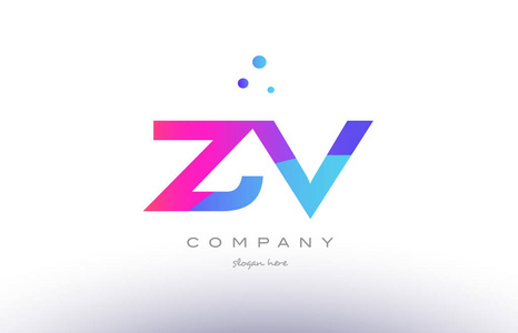 zv z v 创意粉色蓝色现代字母表字母标志图标 temp