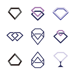 钻石集徽标元素。企业品牌标识设计模板。钻石设计收藏。矢量插图