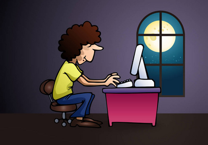 玩电脑卡通图片-玩电脑卡通素材-玩电脑卡通插画-摄图新视界