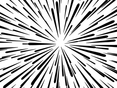 漫画书黑色和白色的径向线背景.用于卡的矩形拼戳.