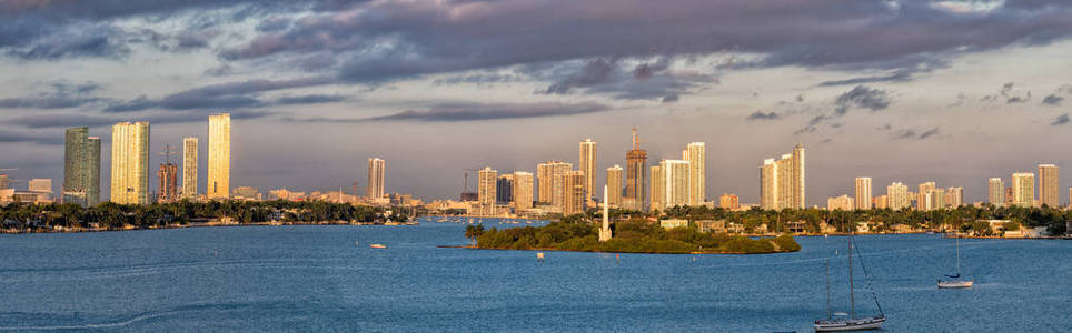 迈阿密城市风貌景观全景日出